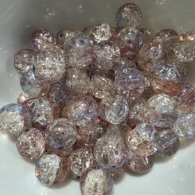 10mm Glass Beads – Multi Tone Crackle Pink Yellow Blue