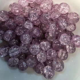10mm Glass Beads – Crackle Dark Pink