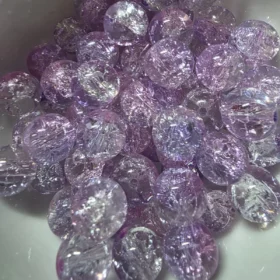 10mm Glass Beads – Multi Tone Crackle Purple Pink