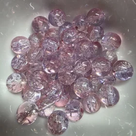 10mm Glass Beads – Multi Tone Crackle Purple Pink