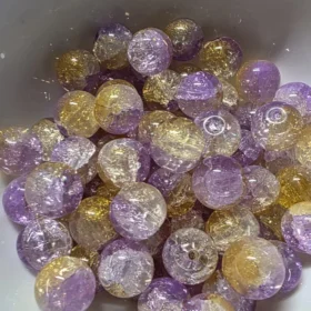 10mm Glass Beads – Multi Tone Crackle Purple Yellow