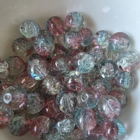 10mm Glass Beads – Multi Tone Crackle Red Blue White