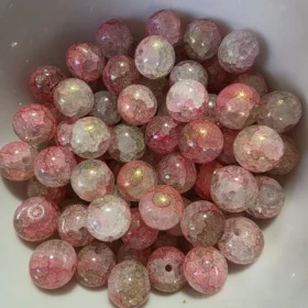 10mm Glass Beads – Multi Tone Crackle Red Brown
