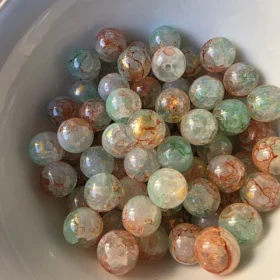 10mm Glass Beads – Multi Tone Crackle Red Green