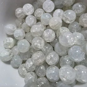 10mm Glass Beads – Multi Tone Crackle White