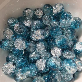 10mm Glass Beads – Multi Tone Crackle White Blue