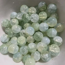 10mm Glass Beads – Multi Tone Crackle Yellow Green