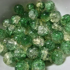10mm Glass Beads – Multi Tone Crackle Yellow Green