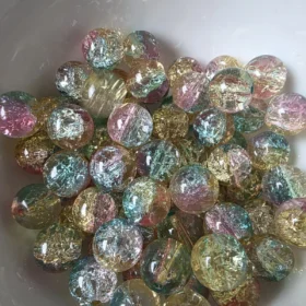 10mm Glass Beads – Multi Tone Crackle Yellow Green Red