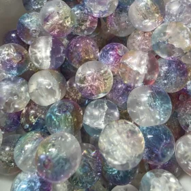 10mm Glass Beads – Multi Tone Frosted Purple Blue Yellow