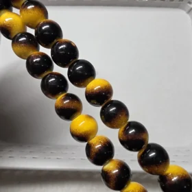 10mm Glass Beads – Multi Tone Opaque Black Yellow