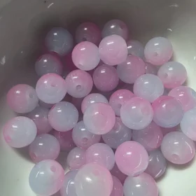10mm Glass Beads – Multi Tone Opaque Blue Pink