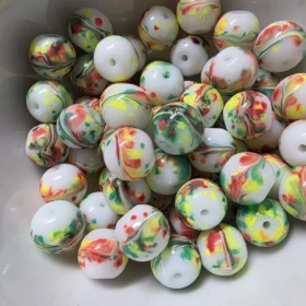 10mm Glass Beads – Multi Tone Opaque Yellow Green