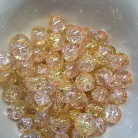 10mm Glass Beads – Multi Tone Crackle Orange Yellow