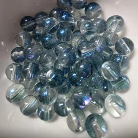 8mm Glass Beads – Clear Blue With Galaxy