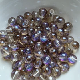 8mm Glass Beads – Clear Brown With Galaxy