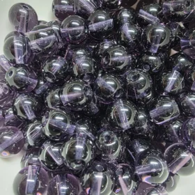 8mm Glass Beads – Clear Dark Purple