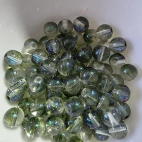 8mm Glass Beads – Clear Green With Galaxy