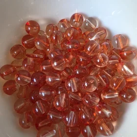 8mm Glass Beads – Clear Orange