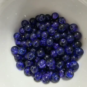 8mm Glass Beads – Crackle Black Blue