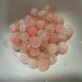 10mm Glass Beads – Crackle Peach Pink