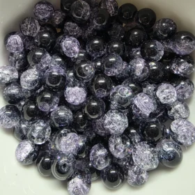 8mm Glass Beads – Crackle Black Purple