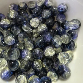8mm Glass Beads – Crackle Dark Blue Yellow