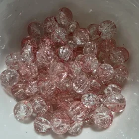 10mm Glass Beads – Crackle Pink