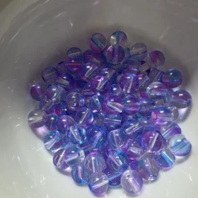 8mm Glass Beads – Multi Tone Clear Blue Purple