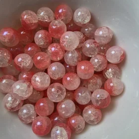 10mm Glass Beads – Crackle Pink