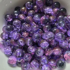 8mm Glass Beads – Multi Tone Crackle Black Purple