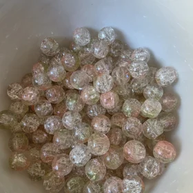 8mm Glass Beads – Multi Tone Crackle Green Orange