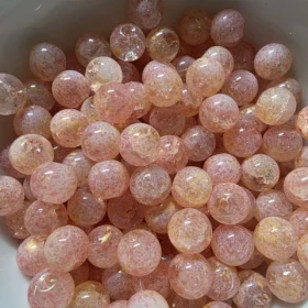 8mm Glass Beads – Multi Tone Crackle Pink Orange