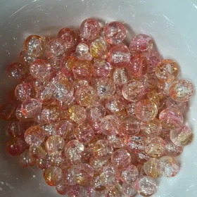 8mm Glass Beads – Multi Tone Crackle Pink Yellow