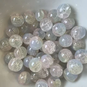 10mm Glass Beads – Crackle Pink Blue Yellow