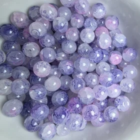8mm Glass Beads – Multi Tone Crackle Purple
