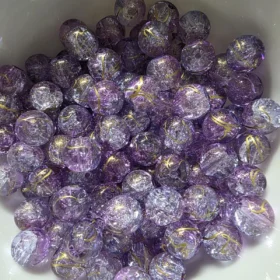 8mm Glass Beads – Multi Tone Crackle Purple