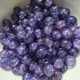 8mm Glass Beads – Multi Tone Crackle Purple