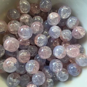 10mm Glass Beads – Crackle Pink Purple