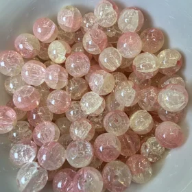 10mm Glass Beads – Crackle Pink Yellow