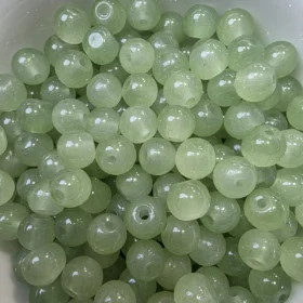 8mm Glass Beads – Opaque Green