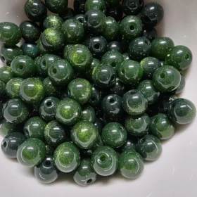 8mm Glass Beads – Opaque Green Cat Eye