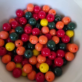 8mm Glass Beads – Opaque Green Red Yellow Orange Mix