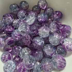 10mm Glass Beads – Crackle Purple