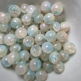 10mm Glass Beads – Multi Tone Crackle Blue Pink