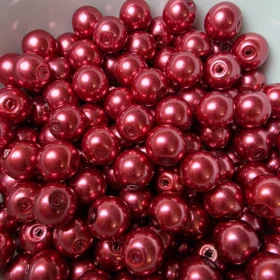 8mm Glass Beads –  Pearlised Red