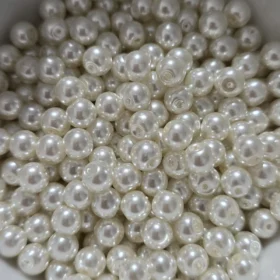 6mm Glass Beads –  Pearlised Beige Creamy White