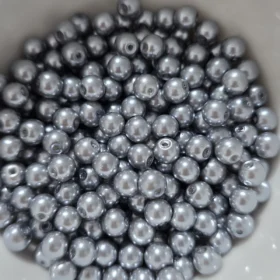 6mm Glass Beads –  Pearlised Dark Grey