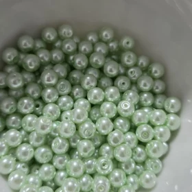 6mm Glass Beads –  Pearlised Green