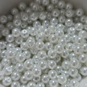6mm Glass Beads –  Pearlised Pure White